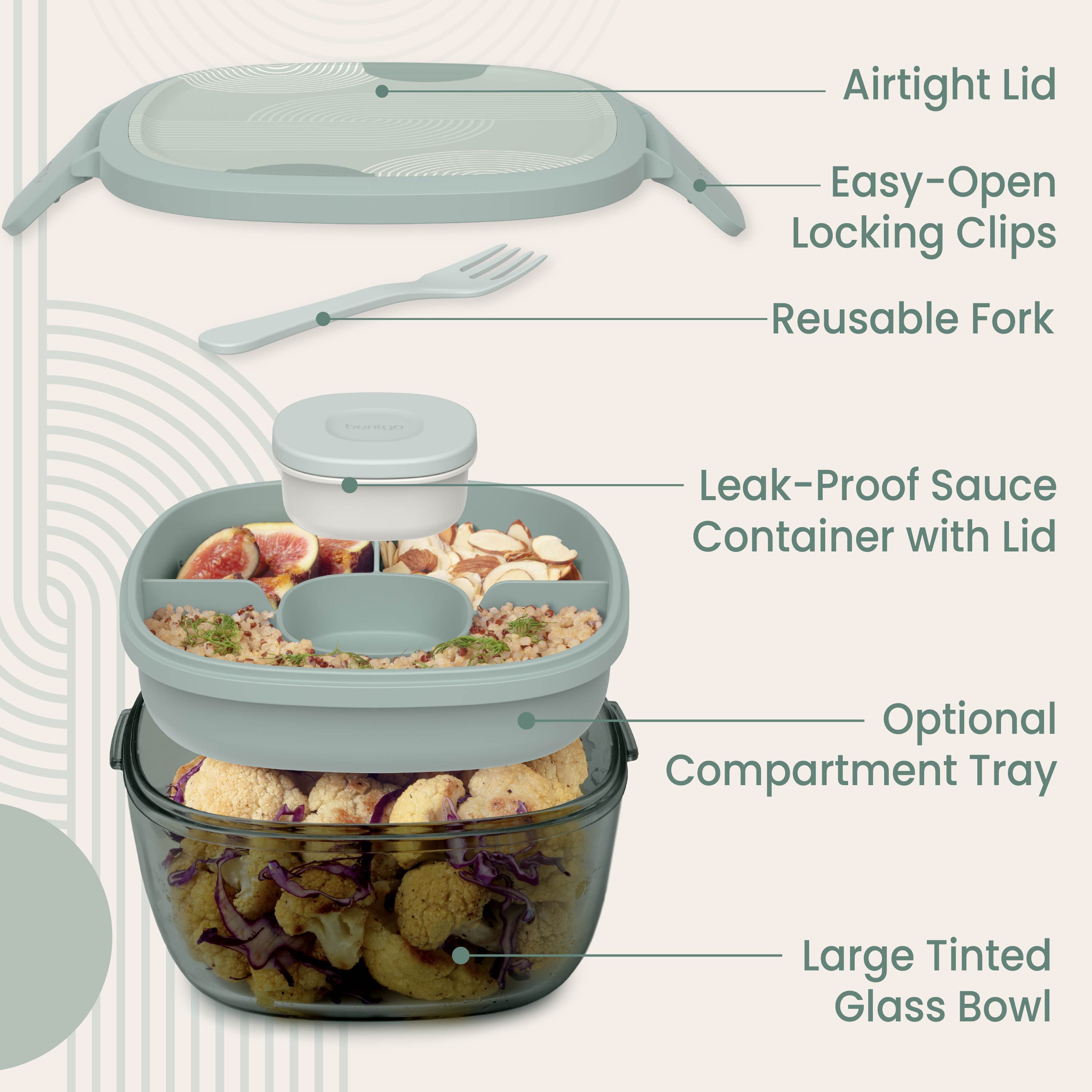 Bentgo Glass Prints All-in-One Salad Container